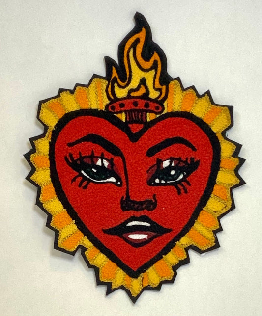 Chainstitch Embroidered Sacred Heart Patch