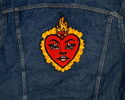 Chainstitch Embroidered Sacred Heart Patch